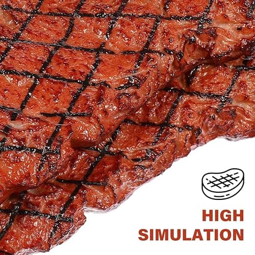 Yardwe 2Pcs Artificial Fake Steak Simulation Food Fake Cooked Roast Beef Meat Home Kitchen Decoration Market Display Photography Props (Brown) thumbnail 5