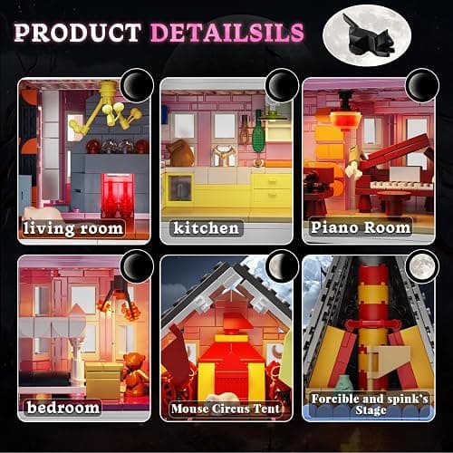 Pink Palace House Building Set with Lights,Halloween Haunted Blocks Toy,Compatible with Lego,Halloween House Kit for Kids Adults,Valentines Christmas for Girls and Boys (1349PCS) thumbnail 4