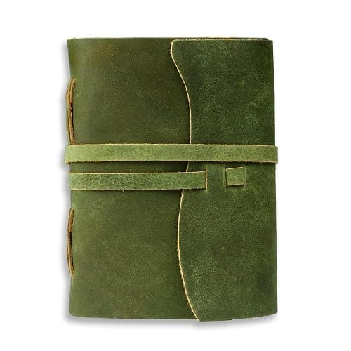 LEATHER VILLAGE Leather Bound Journal - Green, 7"X5", 220 Pages - Vintage Blank Paper Diary for Writing, Drawing, Sketchbook, and Travel Notebook - Ideal for Women and Men thumbnail 3