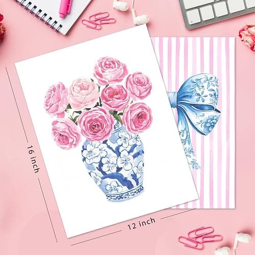 FUQWZ Pink Coquette Room Decor Set of 4 (12x16in, Unframed) - Pink and Blue Wall Art - Posters for Room Aesthetic (063-BIG) thumbnail 3