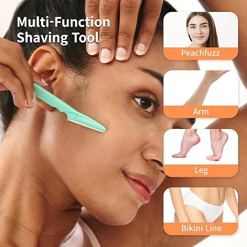 Tinkle Dermaplaning Tool 6ct, Dermaplane Razor for Women, Safe and Easy Peach Fuzz Remover, Eyebrow Trimmer with Protective Cover, Stocking Stuffers thumbnail 5