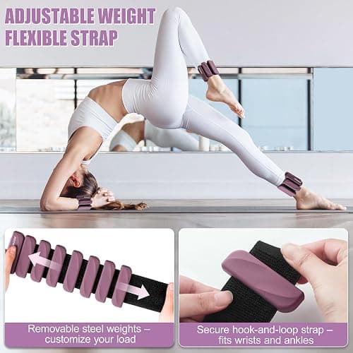INDEPANDIA Wrist & Ankle Weights for Women and Men, 2lbs/4lbs Pairs Adjustable Silicone Weighted Bangles for Arm & Leg Workouts, Perfect for Pilates, Barre, Yoga, Walking & Home Fitness 24055 thumbnail 4