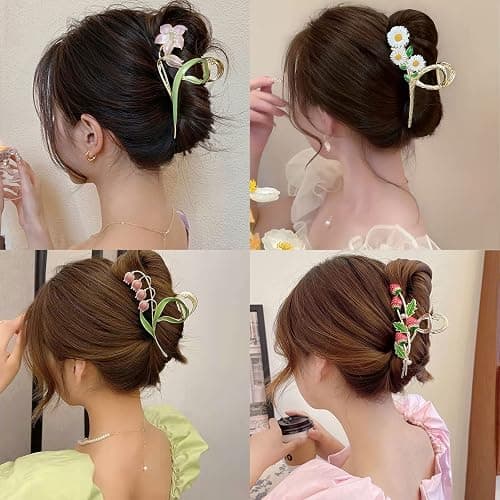 6 Pcs Hair Claw Clips for Women, Large Strong Metal Butterfly Hair Clips Flower Hair Clips for Women Thick Hair thumbnail 5