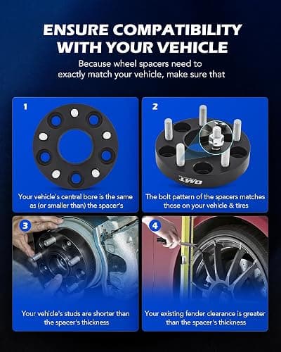 Orion Motor Tech 5x4.5 Hub Centric Wheel Spacers, 1" Black Wheel Spacers with M12x1.5 Studs Compatible with Honda Accord Honda Civic Honda CRV Acura RSX Acura TL, 64.1mm Bore Wheel Spacer Kit, 4pcs thumbnail 3