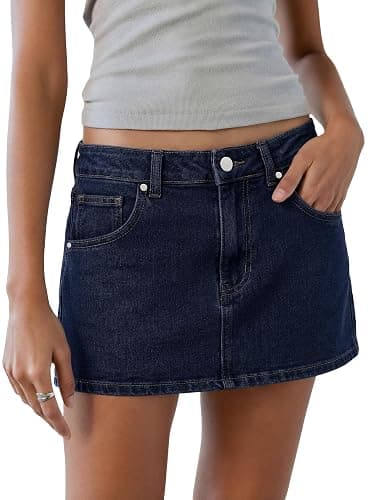 EMMIOL Women Denim Skort Skirt Stretchy Mid Waist Y2K Sexy Mini Skirts Dressy Casual Jean Skorts - Image 1