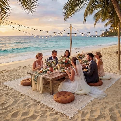 Frienda 91'' x 71'' Extra Large Outdoor Boho Picnic Blanket with Camel Table Runner and 6 Brown Floor Pillows Cushions for Picnic Party Camping Wedding Bachelorette Birthday Baby Shower Backyard Decor thumbnail 6
