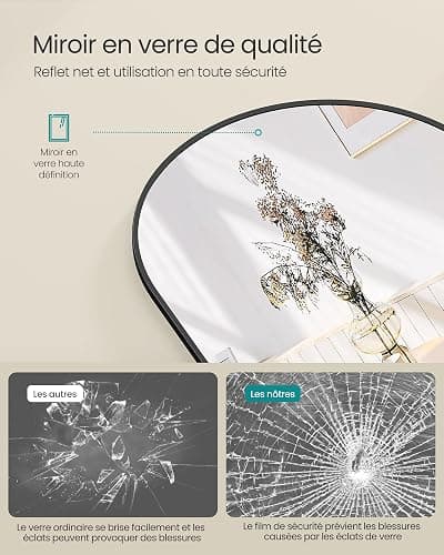 SONGMICS Miroir Intégral, 160 x 50 cm, Miroir Arqué sur Pied, à Poser au Sol, Cadre en Alliage d’Aluminium, Verre Trempé, pour Chambre, Salon, Dressing, Noir d'encre LFM031B01 thumbnail 4