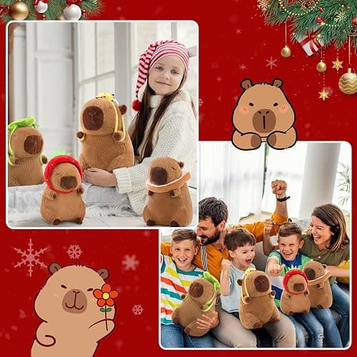 SHINUOER Capybara Plush Cute Capybara Stuffed Animal Kawaii Plush with Strawberry Hat Capybara Gifts Cute Plush Pillow Christmas Gifts for Boys Girls 9 Inch thumbnail 8