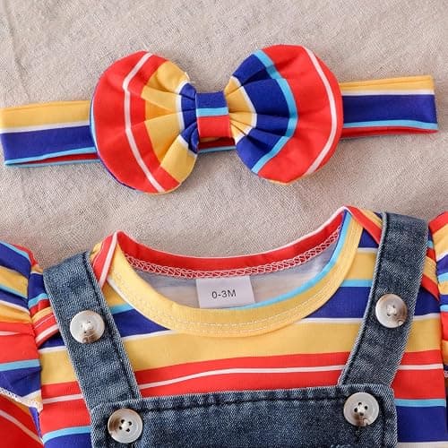FOCUTEBB Baby Girl Clothes Fall Winter Outfit Long Sleeve Ruffle Romper Plaid Skirt Bow Headband 3 Pcs Set 0-18 Months thumbnail 6