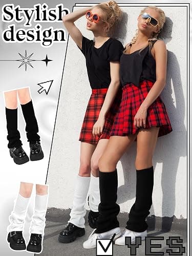 Geyoga Y2k Accessories Harajuku Leg Warmers Gyaru Clothes Japanese Kawaii Girls Leg Warmers Goth Cute Lolita Knit Boot Socks thumbnail 6