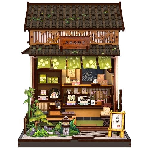 Cutefun Book Nook Kit - DIY Miniature House Kit for Adults, Teens and Beginners, Japanese Dessert Shop Booknook Tiny House Bookshelf Decor 3D Wooden Puzzles, Gifts for Friends and Family (Sweet Shop) - Image 1