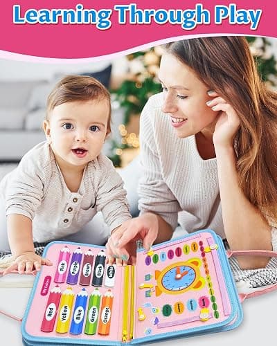Exorany Busy Board Montessori Toys for Toddler Girl & Boy Birthday Gifts, Busy Book Learning Sensory Toys for Toddlers, Toddler Travel Toy Educational Activities Learn Fine Motor Skills thumbnail 5