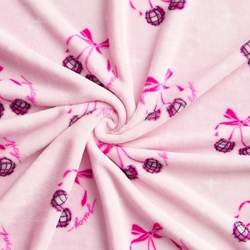 Juicy Couture Disco Cherry Bows Plush 50" x 70" Throw Blanket, Pink thumbnail 5