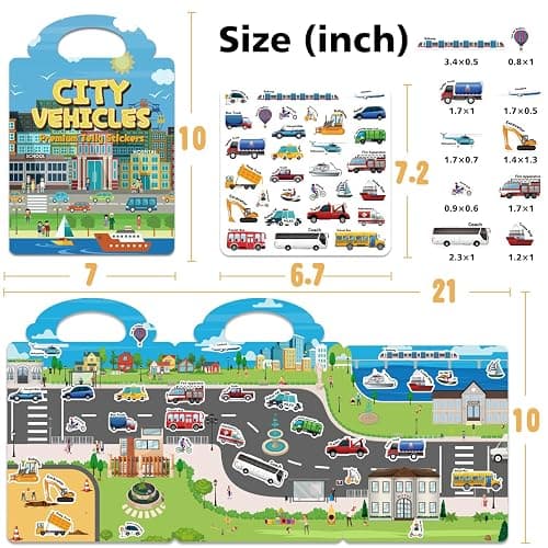 CREATIVETREES 6 Sets Reusable Sticker Book for Toddlers 3-6, Jelly Sticker Books for Toddler, Travel Sticker Activity Toys for Kids 3 4 5 6 Years Old Girls & Boys thumbnail 2