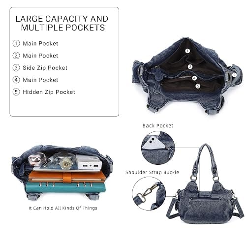 Angel Kiss Hobo-Taschen für Damen, veganes Leder, Geldbörsen und Handtaschen, schicke Umhängetaschen, Crossbody-Börsen mit Metallnieten thumbnail 5