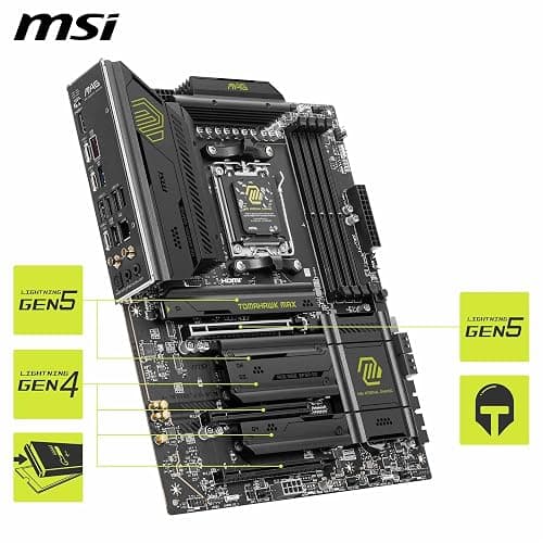 MSI MAG B850 Tomahawk MAX WiFi Motherboard, ATX - Supports AMD Ryzen 9000/8000 / 7000 Processors, AM5-80A SPS VRM, DDR5 Memory Boost 8400+ MT/s (OC), PCIe 5.0 x16, M.2 Gen5, Wi-Fi 7, 5G LAN thumbnail 5