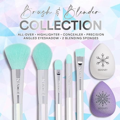 Disney Frozen 7PC Premium Makeup Brush & Blender Set, All-over, Highlighter, Concealer, and Eyeshadow Brush, 2 Beauty Blender Sponges for women and girls by Belle Maison thumbnail 2