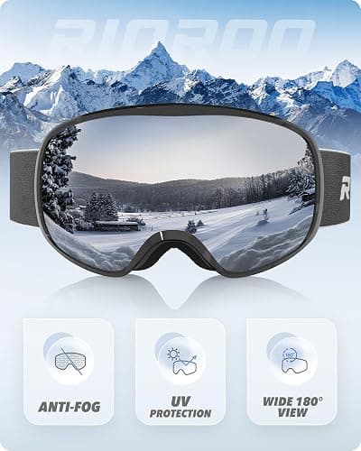 RIOROO Skibrille, Snowboard Brille für Brillenträger Herren Damen Erwachsene Jugendliche Doppel-Objektiv 105% UV-Schutz Kompatibler Helm Anti Fog Skibrillen für Skifahren Motorrad Fahrrad Skaten thumbnail 2