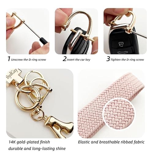 BydGxy Stretchy Wristlet Initial Keychain, Key Chains Women Cute with Keyring, Llaveros para Mujer, Car Key Accessories thumbnail 4