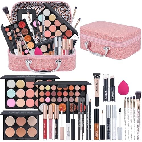 Professional Make up Kit,Makeup kit For Girls, Makeup Set For Women Eyeshadow Palettes, Lip Colors, Makeup brush set,Makeup bag (Pink) - Image 1