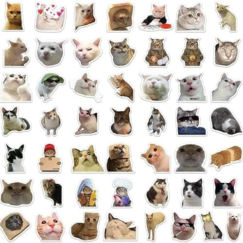 Cat Stickers,Funny Cat Meme, Kawaii for Adults,Waterproof Vinyl Stickers for Laptop Phone Guitar Water Bottles Luggage 50 Pcs thumbnail 5