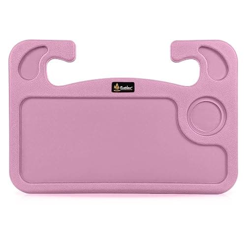 EcoNour 2 in 1 Car Steering Wheel Desk | Steering Wheel Tray for Laptop and Food | Pink Table Tray for Eating with Drinks Holder | Car Accessories - Image 1