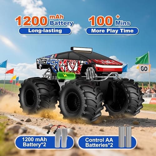 TOZDTO Remote Control Car, Amphibious Monster Truck Toys for Boys RC Cars, 2.4 GHz Waterproof RC Trucks, 1:18 4WD All Terrain Off-Road Pickup, Cool Christmas Birthday Ideas Gifts for Kids 6+ Year Old thumbnail 4