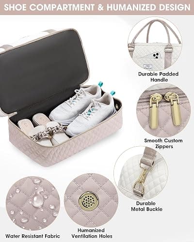 Travel Duffle Bag Weekender for Women: Travel Duffel Bag Carry-On Overnight Bag with Shoe Compartment & Wet Pocket Large Weekend Tote Bag withGym Duffel Bag for Hospital Beige thumbnail 5