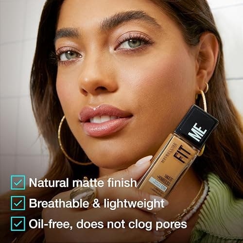 Maybelline Fit Me Matte + Poreless Liquid Oil-Free Foundation Makeup, Natural Beige, 1 Count (Packaging May Vary) thumbnail 5