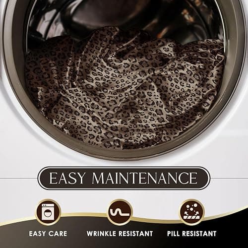 Martex Elegance 4-Piece Satin Sheets Set - Full Size, Leopard Print, Luxury Hotel Quality, Silky Soft & Smooth, Great for Hair & Skin thumbnail 8