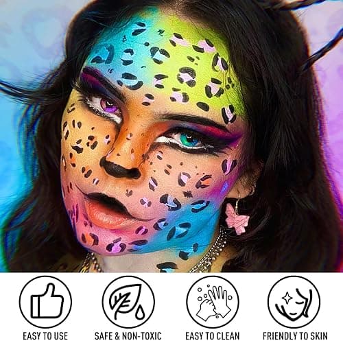 UCANBE Athena Face Body Paint Oil Palette, 20 Colors Large Black White Professional Flash Tattoo Halloween SFX Party Artist Costume Festival Stage Cosplay Full Size Makeup Painting Kit 168g thumbnail 5
