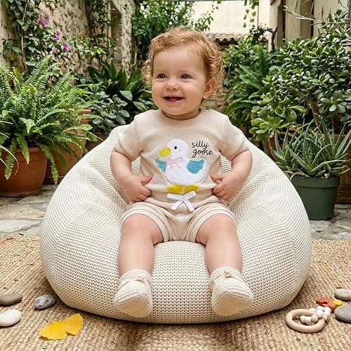 FYBITBO Newborn Baby Girl Summer Shorts Clothes Goose Embroidery Short Sleeve Romper Waffle Shorts Set One Silly Goose Outfit thumbnail 3