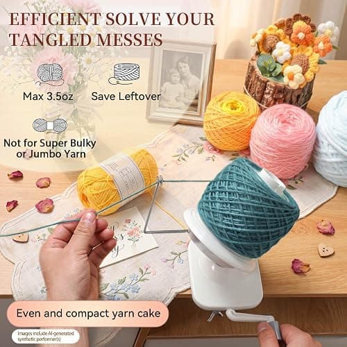 SPEENSUN Yarn Winder, Yarn Winder for Crocheting, 3.5 OZ Easy-to-Install and Efficiently Yarn Ball Winder with Lower Noise, Yarn Spinner for Crochet and Knitting Lover for Yarns Below Size 5 thumbnail 2