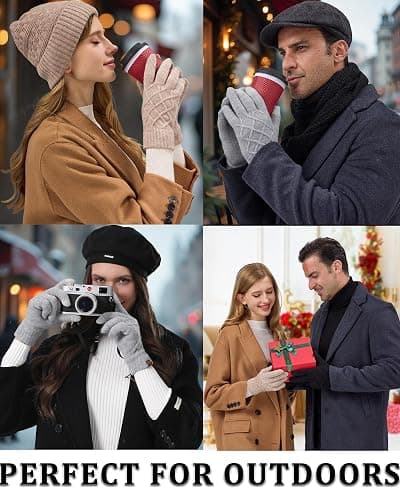 REACH STAR 2 Pairs Winter gloves for women Touch screen Elastic Thermal knit Lining Warm Gloves for Cold weather thumbnail 6