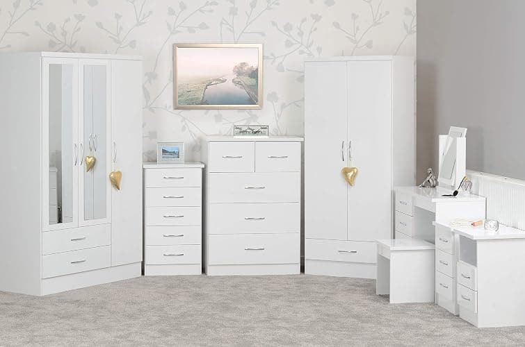Seconique Nevada 4 Door 2 Drawer Wardrobe in White Gloss thumbnail 2
