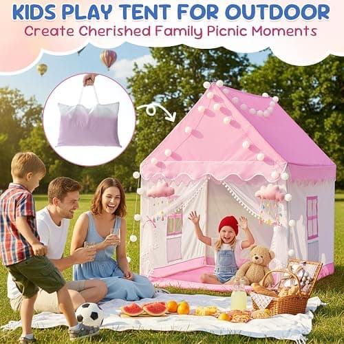 BSHAPPLUS Pink Tent for Kids Indoor, 1 to 3-Year-Old | Durable Oxford Cloth & 15.79mm Thickened Support Poles More Stable, Breathable Window & Inside Pockets, 41"L × 39"W × 50.4"H thumbnail 6
