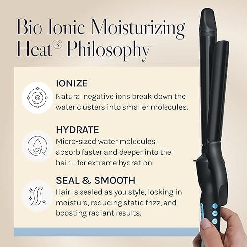 Bio Ionic Long Barrel Styler, Curling Iron with Moisture Heat Technology & NanoIonic MX, Versatile Curling Wand with Adjustable Heat Settings, Hair Curler with Extended Barrel thumbnail 9