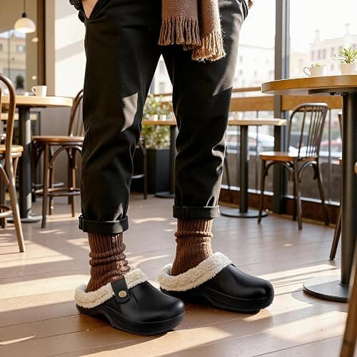 ChayChax Women and Men Fur Lined Clogs Memory Foam Warm Fuzzy Slippers Winter Waterproof Indoor Outdoor Slipper thumbnail 2