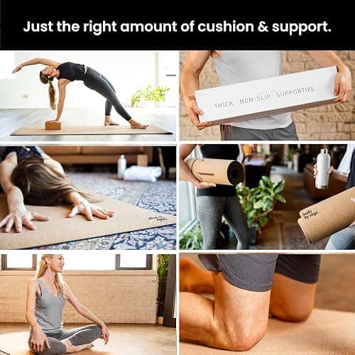 Luxury Cork Yoga Mat - Non Slip, Extra Thick Grip. Thicker, Longer, and Wider for More Comfort and Support. Tough Enough For Hot Yoga. Natural, Non Toxic, and Eco Friendly. Optional Alignment Lines. thumbnail 8