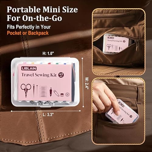 LIBLAIN Mini Sewing Kit with Big Eye Steel Needles for Adults and Beginners | Small Sewing Kit for Travel, Needle and Thread Kit for Hand Sewing (43Pcs) thumbnail 4