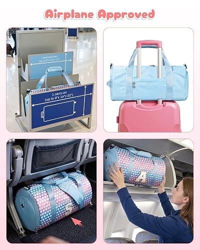 Vogewood Girl Initial Sparkly Dance Duffle Bag, Birthday Gift for Daughter | Overnight Travel Bag with Makeup Pouch & Wet Dry Pocket, Gymnastics Bag with Shoe Compartment,Niece Birthday Gift Ideas thumbnail 5