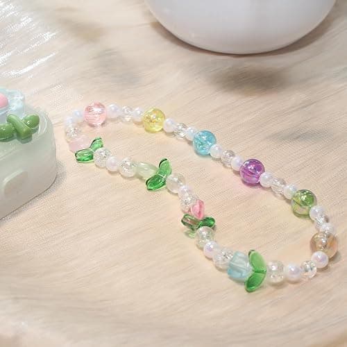 ANROFA Cute Digital Camera Wrist Strap,Beaded Phone Charms wristlet Strap,Kawaii Bracelet Wrist Lanyard,Charm Holder for Women thumbnail 6