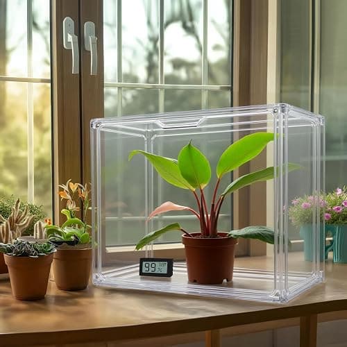 HBlife Mini Greenhouse for Indoor, Clear Stackable Green House with Magnetic Waterproof Door for Small Plants Nursery Germination, Tabletop Portable Greenhouse, 14.1x8.6x10.6 Inch (1 Pack) thumbnail 2