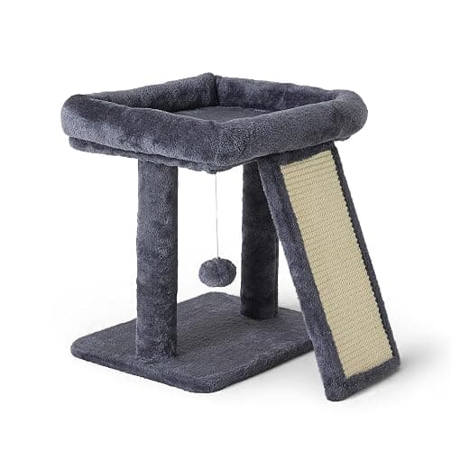 Psicway 17.1-inch Small Cat Tree Tower with Scratching Post for Indoor Cats,Grey - Image 1