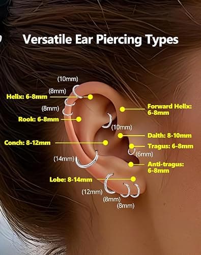 5 Pairs Small Huggie Hoop Earrings for Women, Stainless Steel Lightweight Hypoallergenic Silver/Gold Earrings for Sensitive Ears, Stackable Cartilage Hoop, Minimalist Everyday Jewelry (6/8/10/12/14mm) thumbnail 3