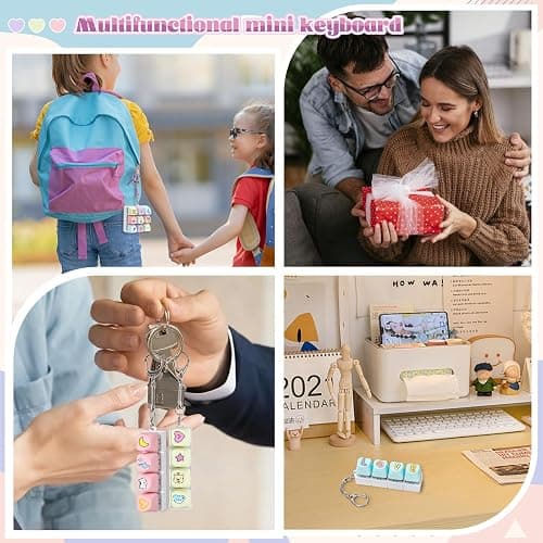 4 Pack Keyboard Fidget Toy with Sticker,Keyboard Fidget Keychain 9-in-1 and 4-in-1 Combination Keyboard Decompression Button Finger Clicker Toys, Button Stress Relief Fidget Gifts to Relief Stress thumbnail 6
