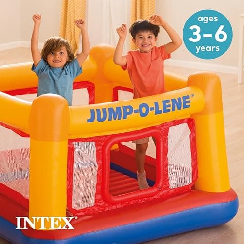 Intex Inflatable Jump-O-Lene Indoor or Outdoor Playhouse Trampoline Bounce Castle House with Crawl-Thru Door and Net for Kids Ages 3-6 - 1 Pack thumbnail 4
