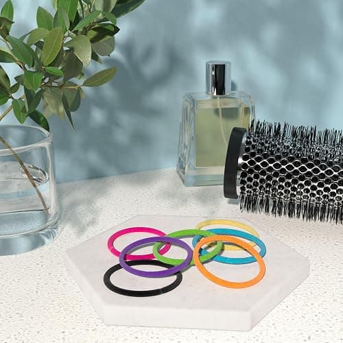Amazon Basics No Damage Elastic Hair Ties, Ponytail Holders for Thick Hair, No Pull, Secure Hold, Snag-Free, Bright 4 MM Elastics for All Types, 32 Count thumbnail 4