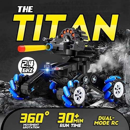 ROHSCE RC Tank That Shoots Gesture Sensing RC Tank, 2.4GHz Battle Soft Bullets Hand Control Car Drift Remote Control Trucks for Boys & Girls 8-12, Remote Control Tank with Light Music thumbnail 4