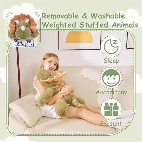 GILFWM Weighted Stuffed Animals Dinosaur - 26.8" Big Stuffed Animal Toy Pillow for Kids & Adults, 5 lbs Ultra-Soft Washable Weighted Dino Plush thumbnail 6